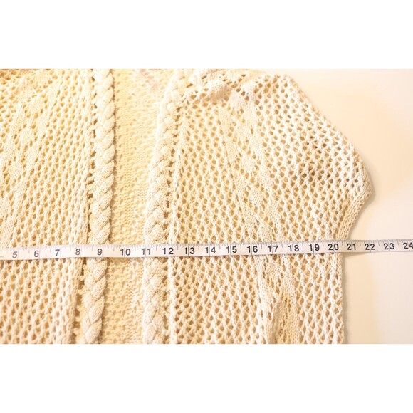 Alya Crochet Open Knit Fringe Long Cardigan Duster Coastal Boho Cottagecore M/L - Picture 8 of 11